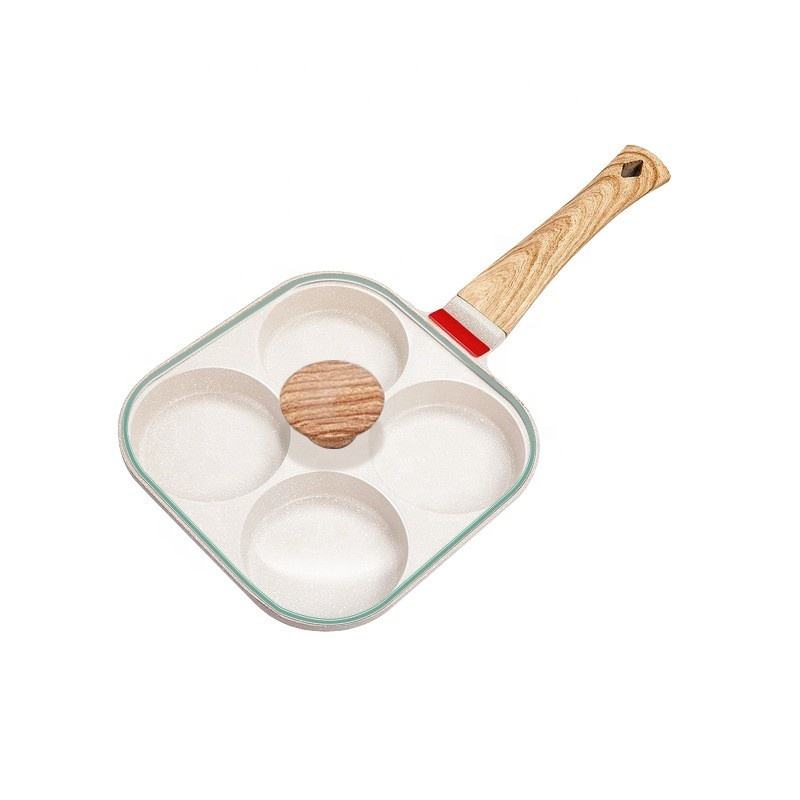 Premium 4-cup Nonstick Egg Pan Lid Healthy Induction Cookware For Gas Stove For Omelette Breakfast Sandwich Hamburger Frying
