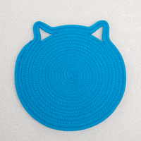 Joli dessous-de-plat en corde de coton à oreilles de chat, tressé, résistant à la chaleur, pour assiettes et bols