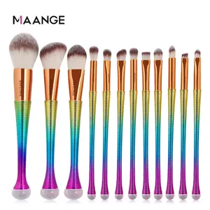 Maange makyaj fırçalar 12 adet 3D renkli moda tasarım profesyonel toptan özel Vegan naylon plastik makyaj fırça seti