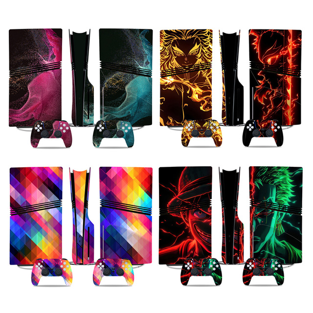 Full Skin Stickers for PS5 Pro Disc Edition Controller Skins & Console Skin Vinyl Decal Cover Sticker No Bubble Full Protection