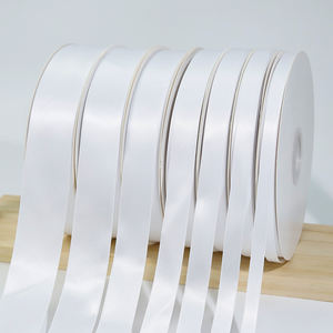 Factory Custom Recyclable 38mm Single/Double Faced Satin <strong>Ribbon</strong> Gift Printed <strong>Ribbon</strong> Roll Polyester Custom <strong>White</strong> <strong>Ribbon</strong> With Logo - Product Image 2