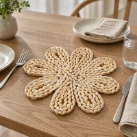 Set de table rond de style rustique pastoral, tissé, créatif, pour la décoration de la maison, motif floral, résistant à la chaleur, épais, pour la table, le thé, 30-38 cm