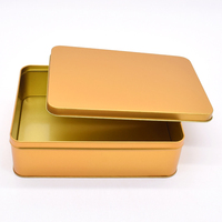 Boîtes en métal rectangulaires dorées de qualité alimentaire pour biscuits et thé, boîte en étain personnalisée avec impression