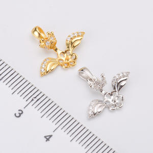 Pendentif de collier pour femme en argent S925, accessoire DIY avec perles rondes de 7-8 mm et support vide, pendentif ange tendance 30169 - Product Image 2