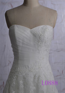 Vestido de novia de gasa de talla grande con cordones y pliegues Fit Body a Line de talla grande 2021 - Product Image 2