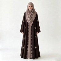 Ensemble Abaya en chocolat personnalisé pour femmes, OEM ODM, vêtements modestes, vêtements musulmans islamiques, vente en gros