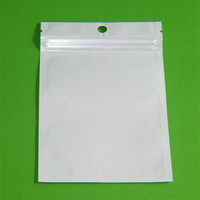 Sac d'emballage en plastique avec film transparent en polyester perforé à l'avant, fermeture éclair, sac à os avec film perlé blanc