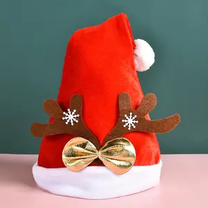 圣诞晚会装饰无纺布超软帽子儿童成人搞笑经典圣诞老人圣诞帽子