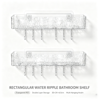 Étagère de rangement murale rectangulaire en PET pour salle de bain, double installation, simple ou double couche, organisateur de douche