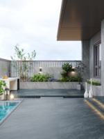 Carreaux de sol extérieurs en porcelaine mate antidérapante 600x1200mm pour cour extérieure, style villa moderne