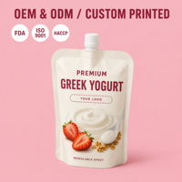 Pochette à yaourt personnalisée imprimée, sachet refermable de qualité alimentaire avec bec verseur, emballage de yaourt pour produits laitiers et petit-déjeuner, vente en gros