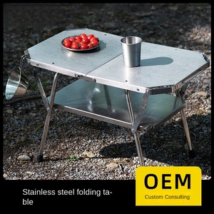 Di động ngoài trời Gấp Thép không gỉ bảng kích thước nhỏ nướng dã ngoại trại nhà bếp giải trí chiến thuật thứ 2 ngoài trời đồ nội thất - Product Image 2