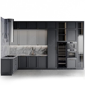 Hiện đại phong cách tối giản Thiết kế nhỏ hoàn chỉnh tùy chỉnh đồ nội thất nhà L hình melamine đơn vị tủ bếp với bồn rửa - Product Image 1