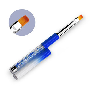 Pinceau de nail art en forme de couteau français, manche acrylique, poils ovales ondulés, pinceau plat et rond pour liner, avec couvercle dégradé - Product Image 3