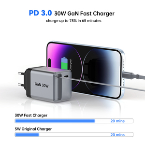 Chargeurs muraux USB portables 30W à port unique avec câble rétractable intégré pour ordinateurs portables, téléphones portables et tablettes – Vente en gros - Product Image 3