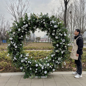Arche de fleurs artificielles en soie réaliste, en forme de cercle, 8 pieds, faite à la main, imperméable, pour décorations de mariage et accessoires de fête - Product Image 3