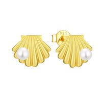 Boucles d'oreilles ensembles colliers ensembles argent 925 or 18 carats conception perle coquille colliers boucles d'oreilles pour femmes ensembles de bijoux