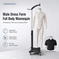 Mannequin de couture homme sans tête en fibre de verre, taille européenne 50, avec base en acier inoxydable, en stock