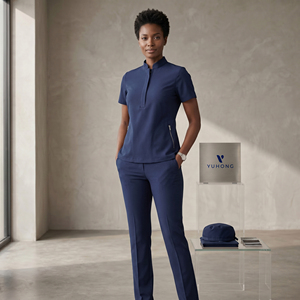 Uniformes de hospital YUHONG premium elásticos, de secado rápido y antibacterianos para uso clínico, conjuntos de uniformes médicos de corte moderno. - Product Image 2