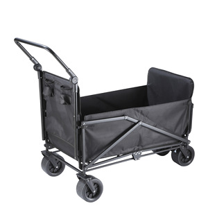 Multifunctional Outdoor Reclining Camping Trolley Four Wheel <b>Foldable</b> Storage <b>Cart</b> Black Metal 150KG Capacity - Product Image 3