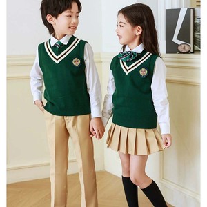 Uniforme de classe britannique Offre Spéciale pour la conception de gilet de chandail d'école verte et <span class=keywords><strong>jaune</strong></span> d'enfants pour le printemps et l'automne - Product Image 2