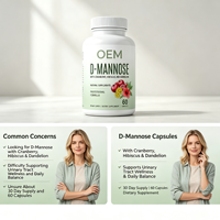 Vente en gros OEM D-Mannose 60 capsules Canneberge Hibiscus Pissenlit Marque privée