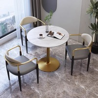 Table à manger ronde en métal de style moderne et luxueux pour la maison, le bureau, le salon et la réception/négociation en magasin