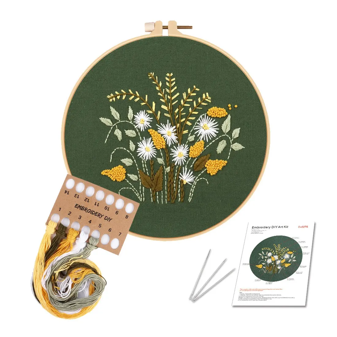 Needle Threads Bamboo Wooden Cross Stitch Embroidery hoops kit for starter DIY Needle Craft