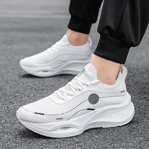 Chaussures de course décontractées pour hommes, en maille, tissu doux, semelle amortissante, design géométrique, basses, à lacets, pour le jogging en extérieur - Product Image 6
