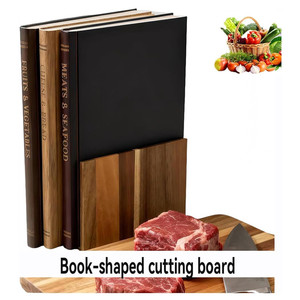 Juego de 3 Tablas de Cortar Decorativas de Madera de Acacia en Forma de Libro con Soporte para Cocina - Product Image 3