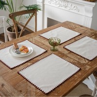 Set de table carré personnalisable en lin uni de style européen, brodé, isolant thermique, pour la décoration de la maison