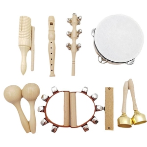 Ensemble de percussion Orff en bois naturel 8 en 1 pour la maternelle, matériel pédagogique musical pour enfants, kit d'instruments de musique - Product Image 1
