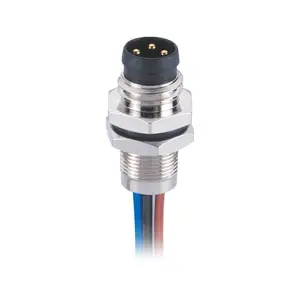 IP67 M8 A Code Male/Female Panel Connector 3 4 5 6 8 Pin Front/Rear Mount With 0.2m 0.5m Single Wires