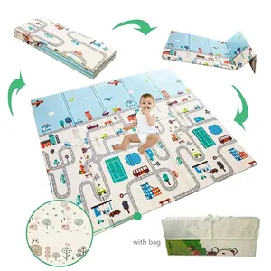 Easy To Carry Baby Play Mat Folding Crawling Living Room Rug Double Printing Environmental Xpe Foam Baby Foldable Beach Kids Mat