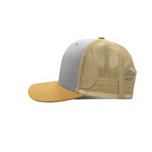 หมวกแก๊ปทรง Trucker 6 แผง สีเทาและมัสตาร์ด พร้อมโลโก้ปรับได้ ด้านหลังเป็นตาข่าย สำหรับผู้ใหญ่ สวมใส่สบายๆ ได้ทุกฤดู เหมาะสำหรับกิจกรรมกลางแจ้ง ผลิตในเวียดนาม - Product Image 4