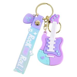 Creative Mini Guitar Silicone Rubber Keychain Small Gift for Women and Couples Car Pendant Bag Promotional Key Chains