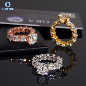 Luxury Wedding Asscher Moissanite Band <b>Iced</b> Out Solid Sterling Silver 925 Hip Hop Jewelry Moissanite Diamond Engagement <b>Ring</b> - Product Image 3