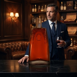 Bouteille en verre de 700 ml avec motif floral en relief, bouteille en verre carrée, adaptée pour l'emballage du brandy, du <span class=keywords><strong>cognac</strong></span> et du whisky - Product Image 2