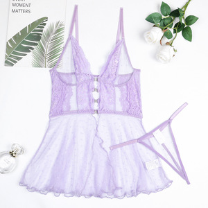 Nouveau à la mode à pois voir à travers la maille ensemble de lingerie ensemble de sous-vêtements érotiques chauds pour femmes - Product Image 5