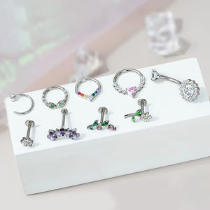 ASTM F136 G23 Titan Bông tai CZ paved nội bộ ren tragus sụn Helix daith Stud vách ngăn Clicker pierc đồ trang sức - Product Image 2