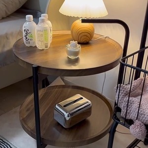 Bona Gold Square Round Cart Side <b>Table</b> Wood Top Storage Living Room <b>Coffee</b> <b>Table</b> Modern Style Small Trolley <b>Table</b> - Product Image 1