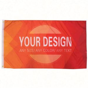 Factory Wholesale Advertising Promotional Orange Custom <b>Flags</b>, Banners with 2 Grommets - Product Image 1