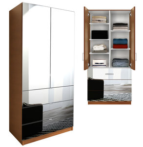 Set Camera da Letto su Misura di Piccole Dimensioni con Armadi e Guardaroba Marrone - Product Image 1