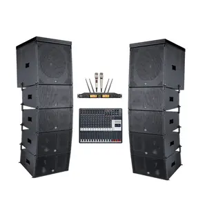 Powered Top Pro Audio Active Line Array Speakers Sound System With Wireless Microphone and Mixing Console