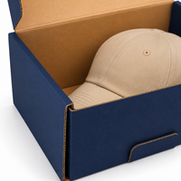 Boîte d'expédition personnalisée en carton ondulé pour casquettes de baseball, emballage recyclable en carton ondulé E pour casquettes snapback et trucker