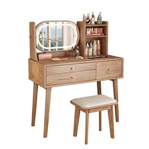 Table de toilette triangulaire moderne <span class=keywords><strong>en</strong></span> bois réglable avec miroir rabattable pour <span class=keywords><strong>chambre</strong></span>, hôtel ou appartement, idéale pour les petits coins - Product Image 3