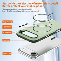 Coque magnétique N52 antichoc pour iPhone 17 Pro Max, en PC mat et TPU souple, avec boutons métalliques détachables et logo personnalisé