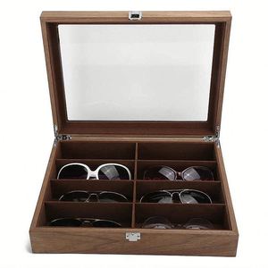 Boîte de rangement en bois pour lunettes de soleil et lunettes de vue, 8 compartiments, haute qualité, personnalisable, vente en gros - Product Image 2