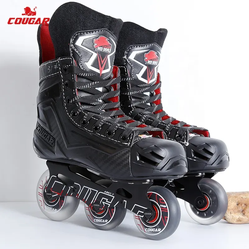 Cougar Hockey 3 Roues Skate Le Travail D'équipe Terrain De Sport Hockey 3 Roues Inline Patins à roulettes Pour Enfants Adolescents Adulte