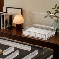 Boîte de rangement et de présentation moderne en acrylique transparent pour tuiles de mahjong avec couvercle, taille personnalisée, organisateur multi-usages